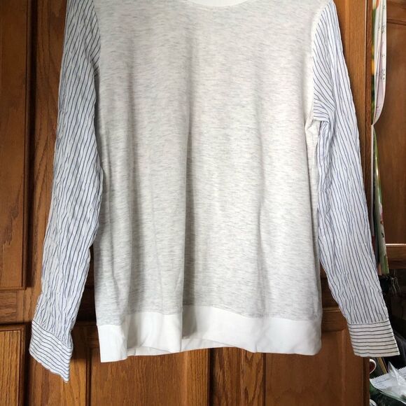 J Crew Scoop Neck Heather Nautical Striped Combo Pullover Sweatshirt - M - Picture 3 of 11
